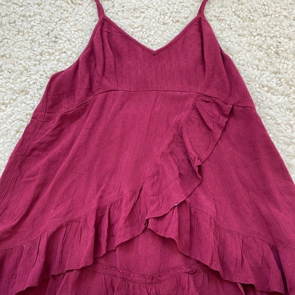 American Eagle Maroon Ruffle Tank Top - Picture 2 of 4